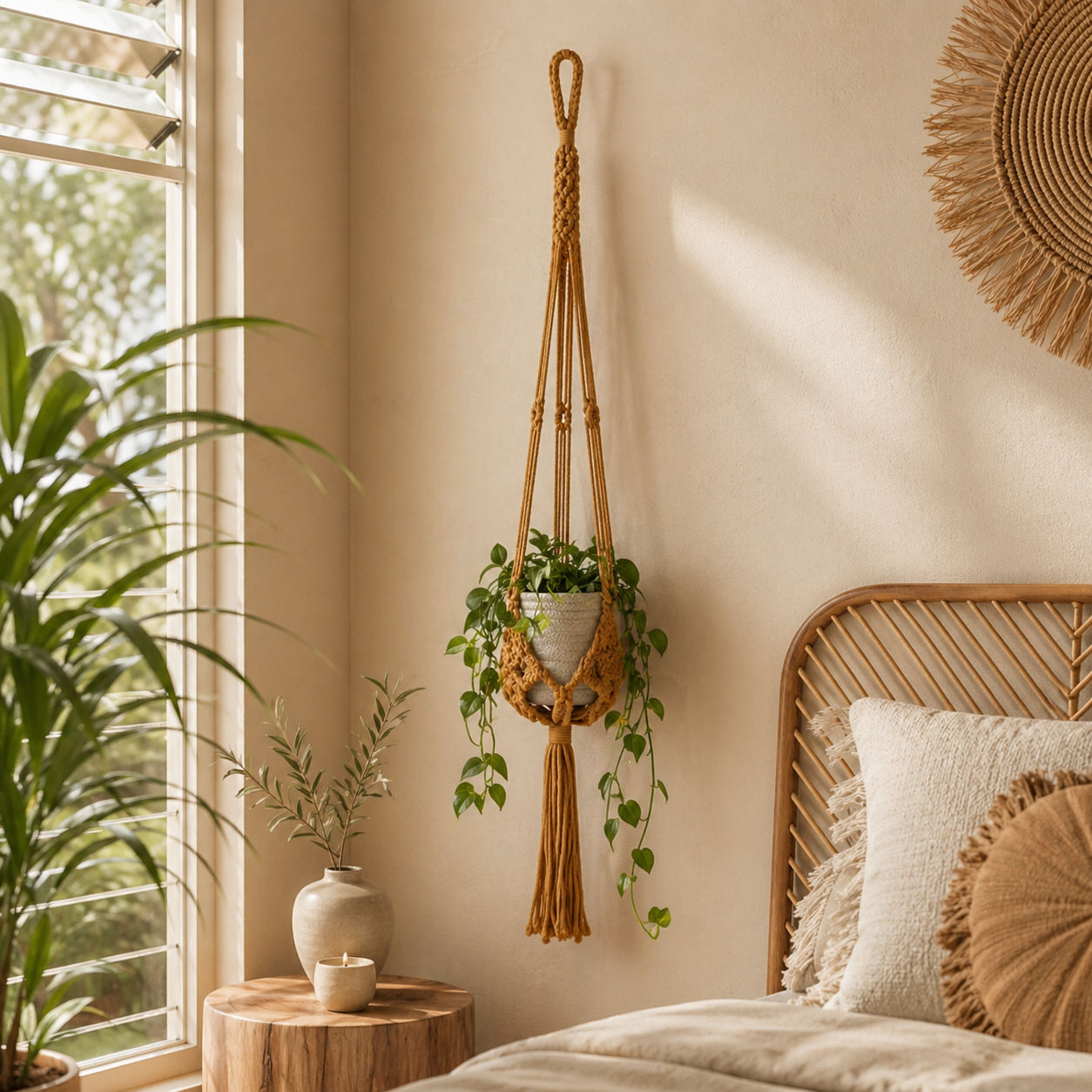 Elegant Macrame Ceiling Plant Holder Intricate Handcrafted Design